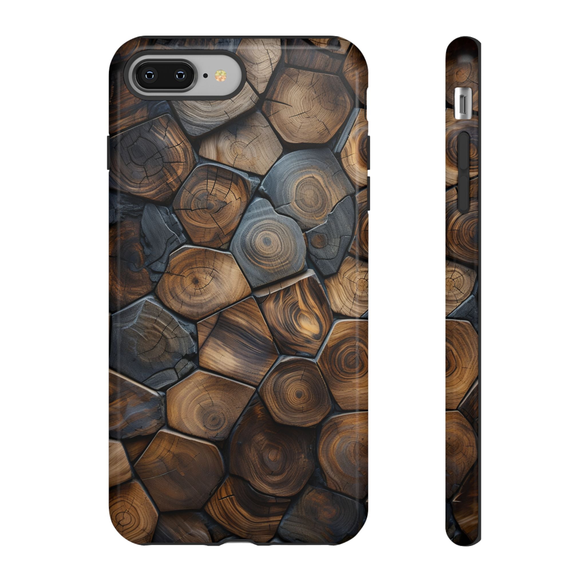 Wood Grain Hex Phone Case — Rustic Geometric iPhone Protection