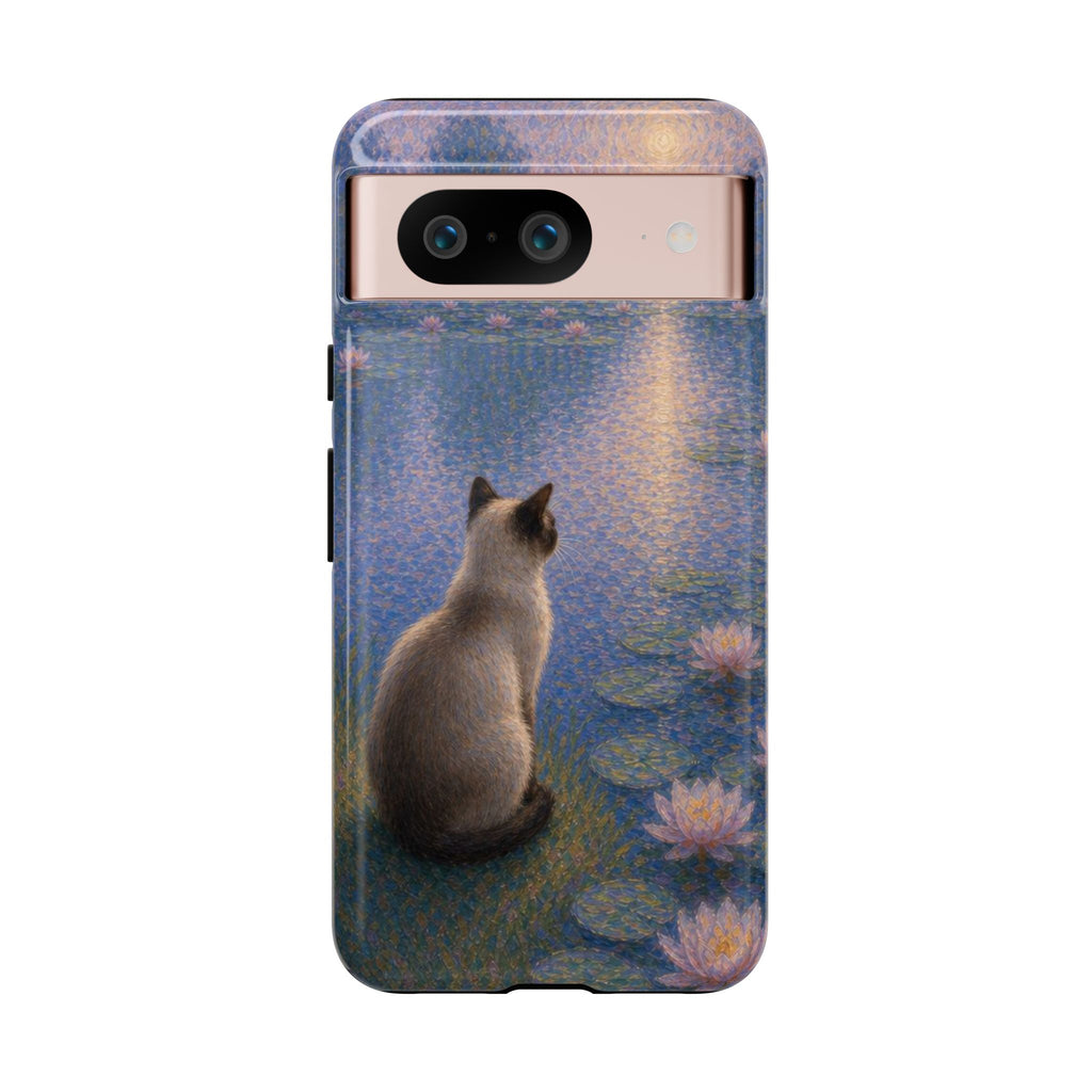 Cat Moonlight Phone Case — Serene Siamese by Lily Pond