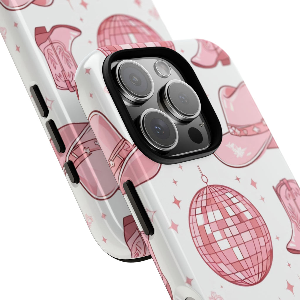 Pink Cowboy Boots & Disco Balls Tough Phone Case