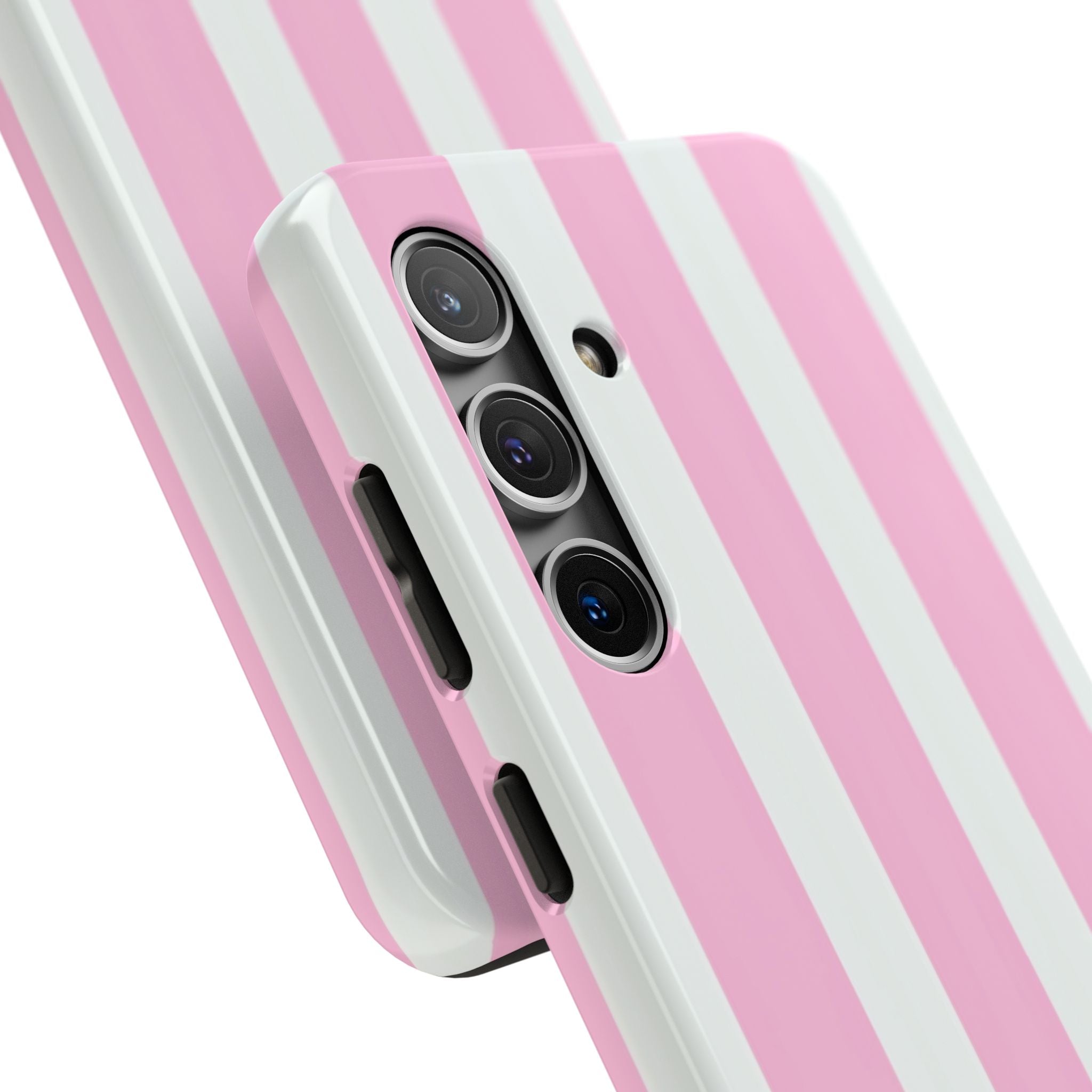 Pink & White Stripe Tough Phone Case — Protective Stripe iPhone Cover