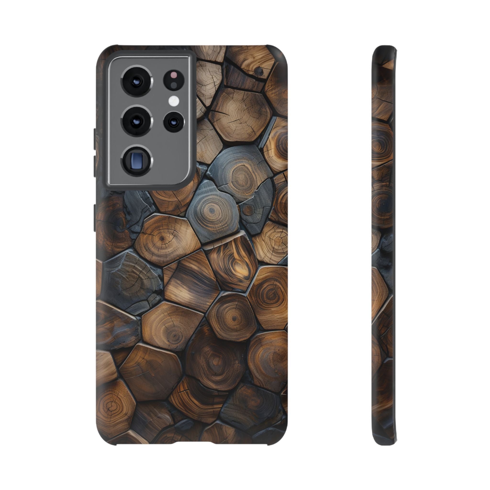 Wood Grain Hex Phone Case — Rustic Geometric iPhone Protection