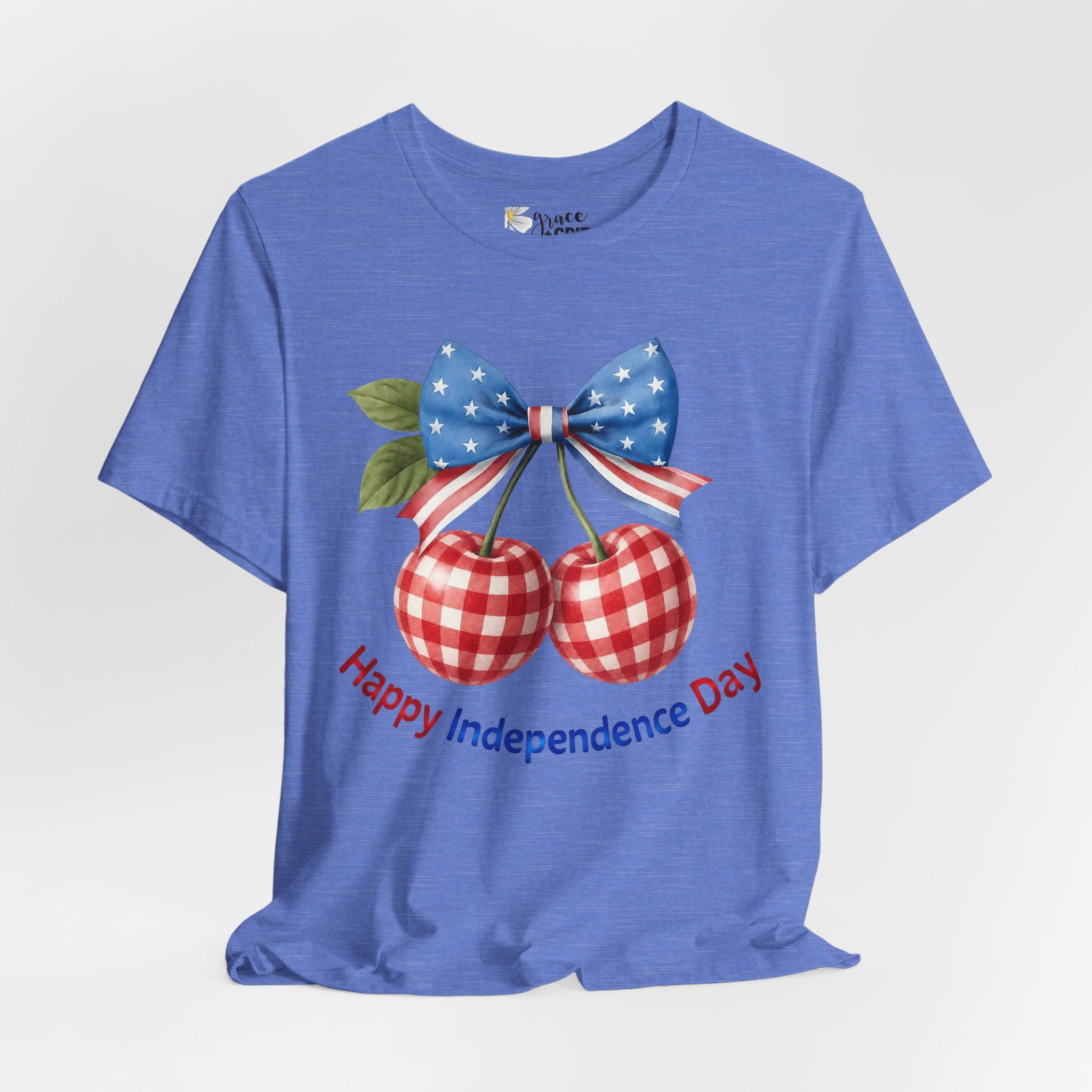 Independence Day Cherry Tee — Patriotic Bow 'Happy Independence Day' T-Shirt