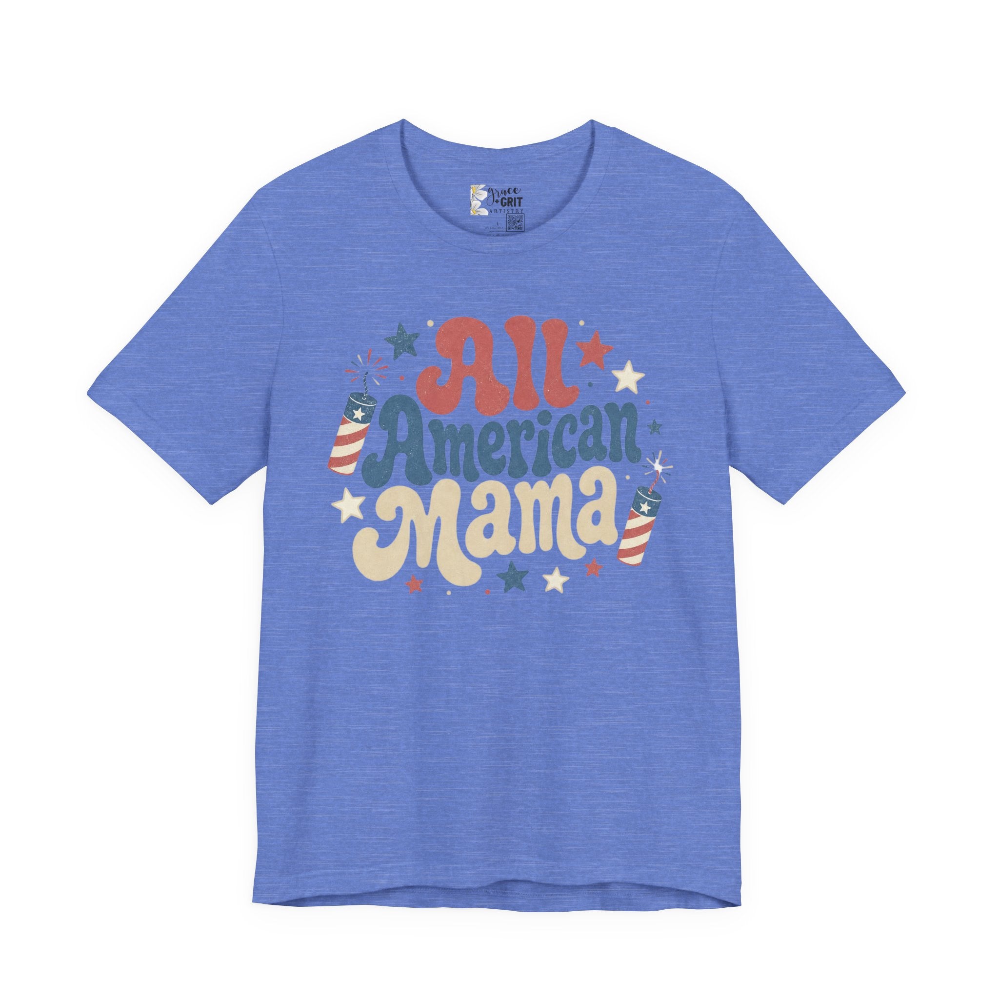 All American Mama T-Shirt – Vintage Patriotic Mom Tee (4th of July)
