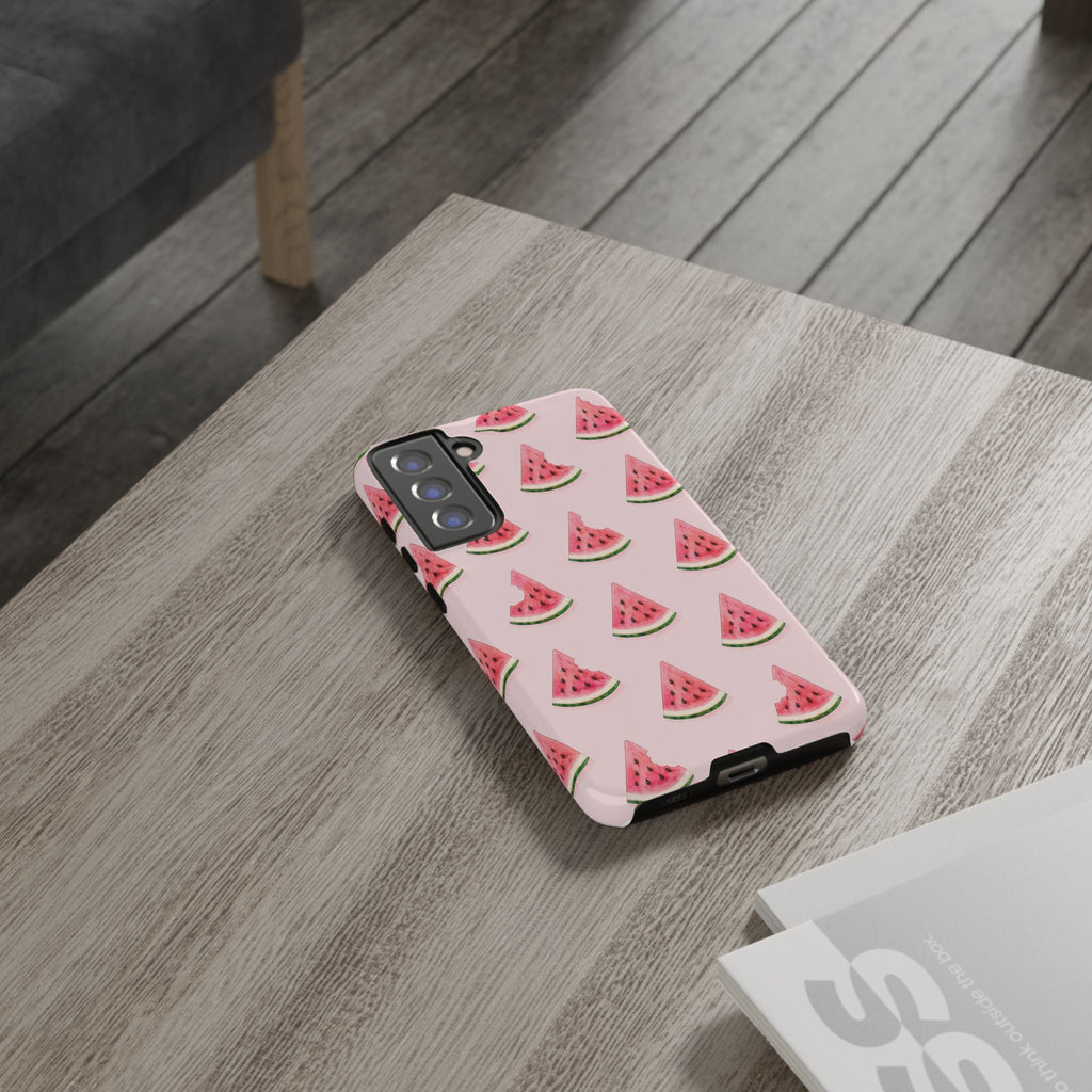 Watermelon Pattern Tough Phone Case — Pink Fruit Slice Protective Case