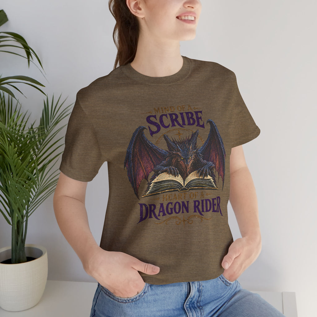 Scribe Dragon Rider T-Shirt — "Mind of a Scribe, Heart of a Dragon Rider" Fantasy Tee