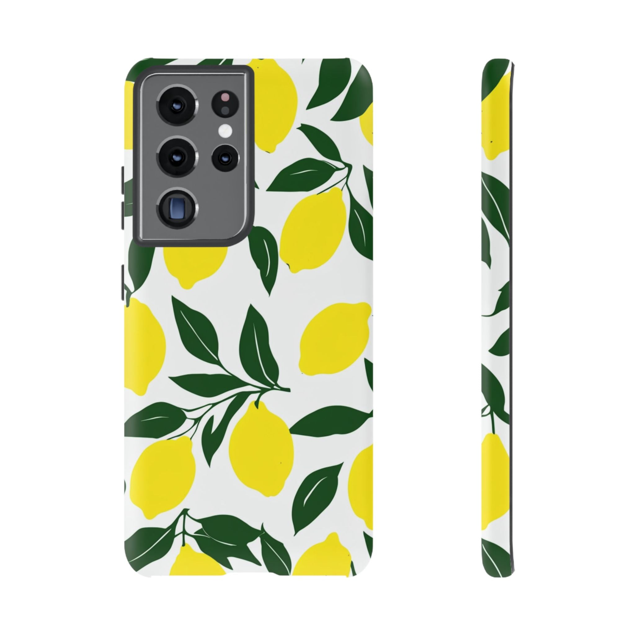 Lemon Pattern Tough Phone Case — Bright Citrus Protective Cover