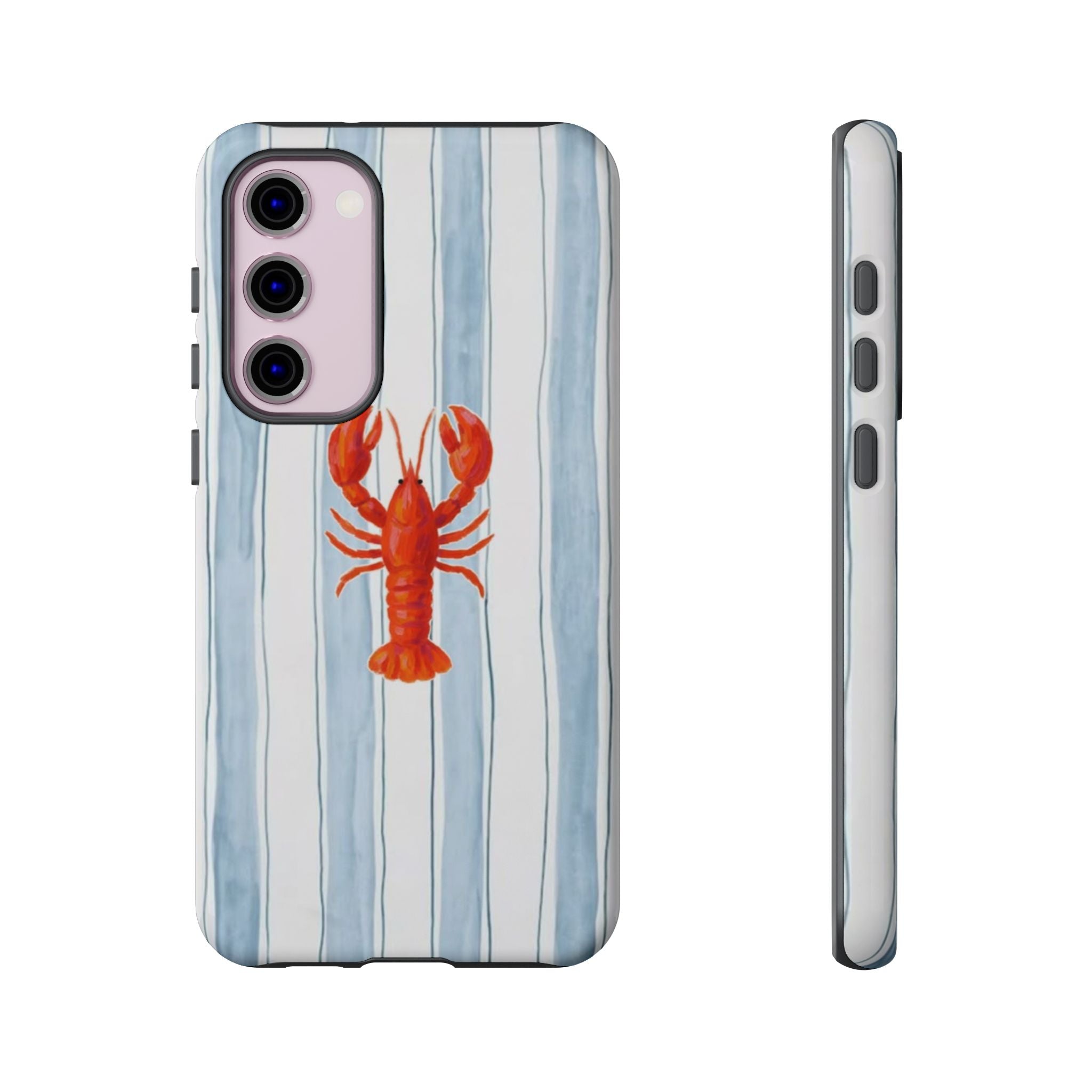 Lobster Stripe Phone Case — Nautical Blue & White Protective Cover
