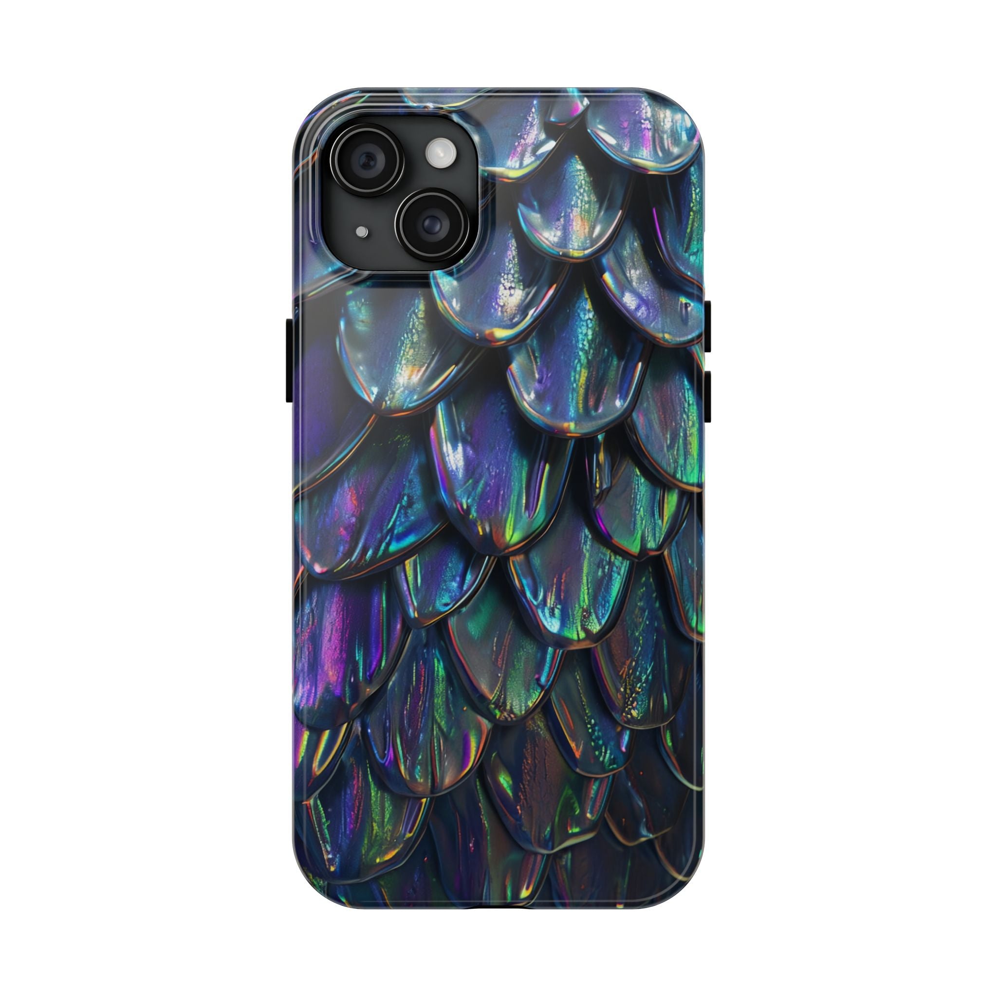 Holographic Mermaid Scale Tough Phone Case — Iridescent Protective Phone Cover