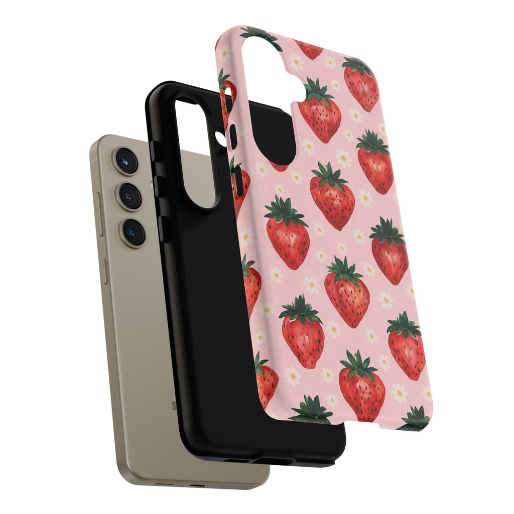 Strawberry Pattern Tough Case — Cute Pink Fruit Phone Case
