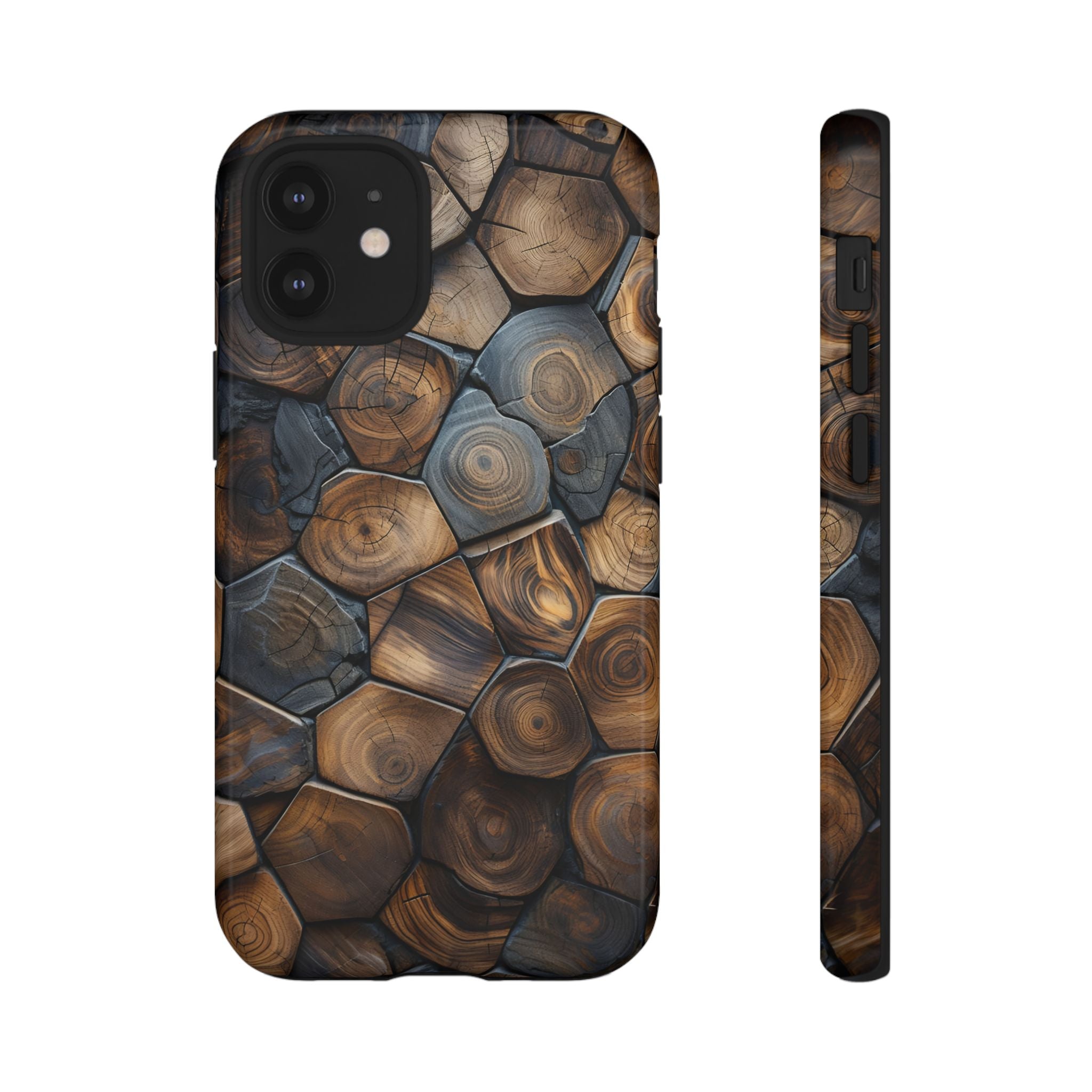 Wood Grain Hex Phone Case — Rustic Geometric iPhone Protection