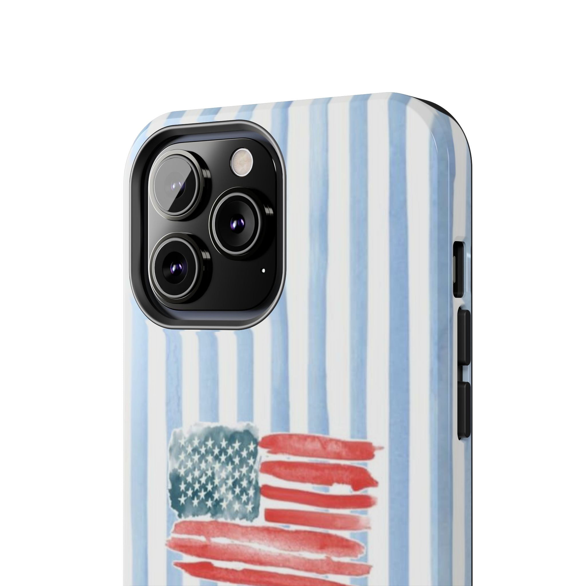American Flag Watercolor Tough Phone Case — Blue Striped Patriotic Phone Case