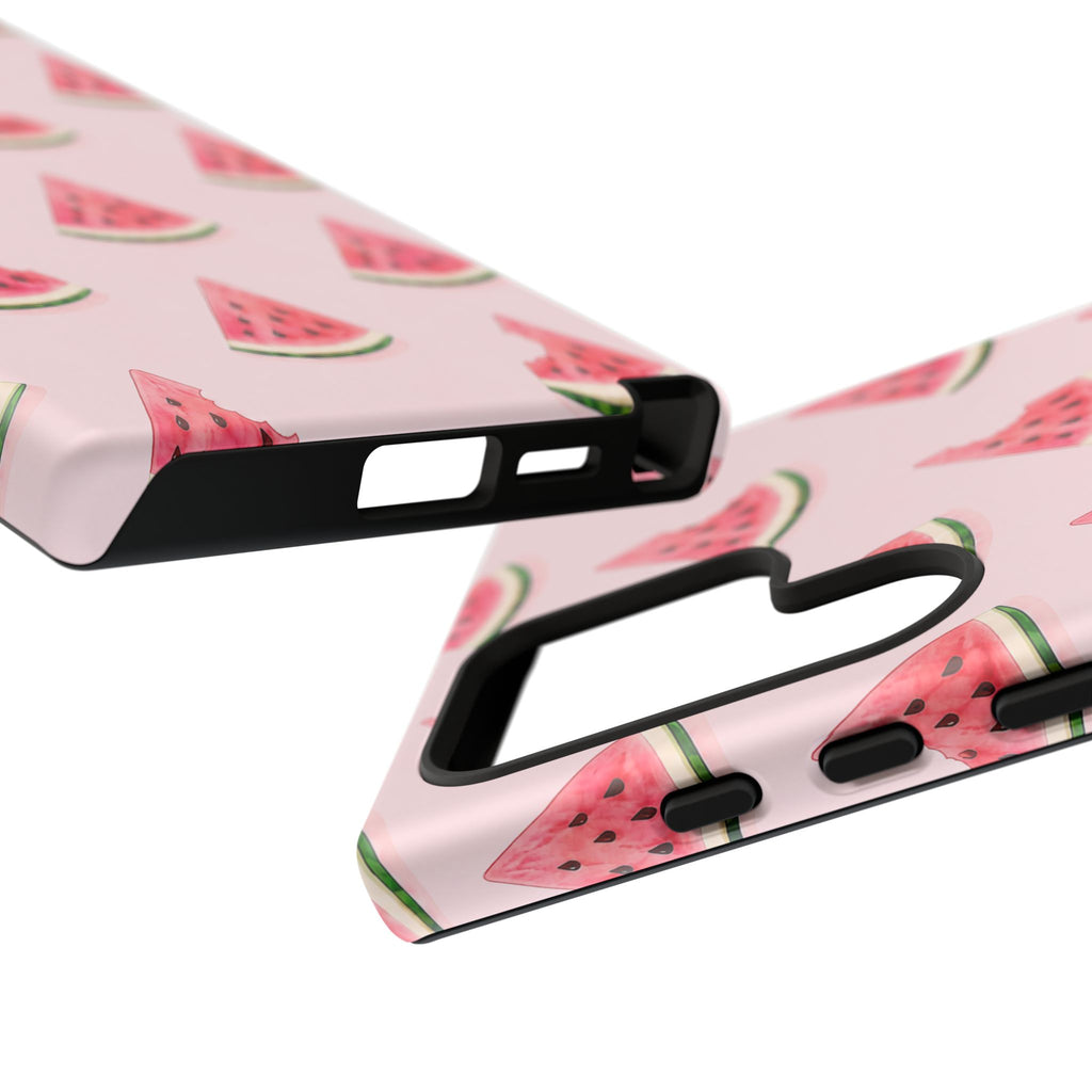 Watermelon Pattern Tough Phone Case — Pink Fruit Slice Protective Case