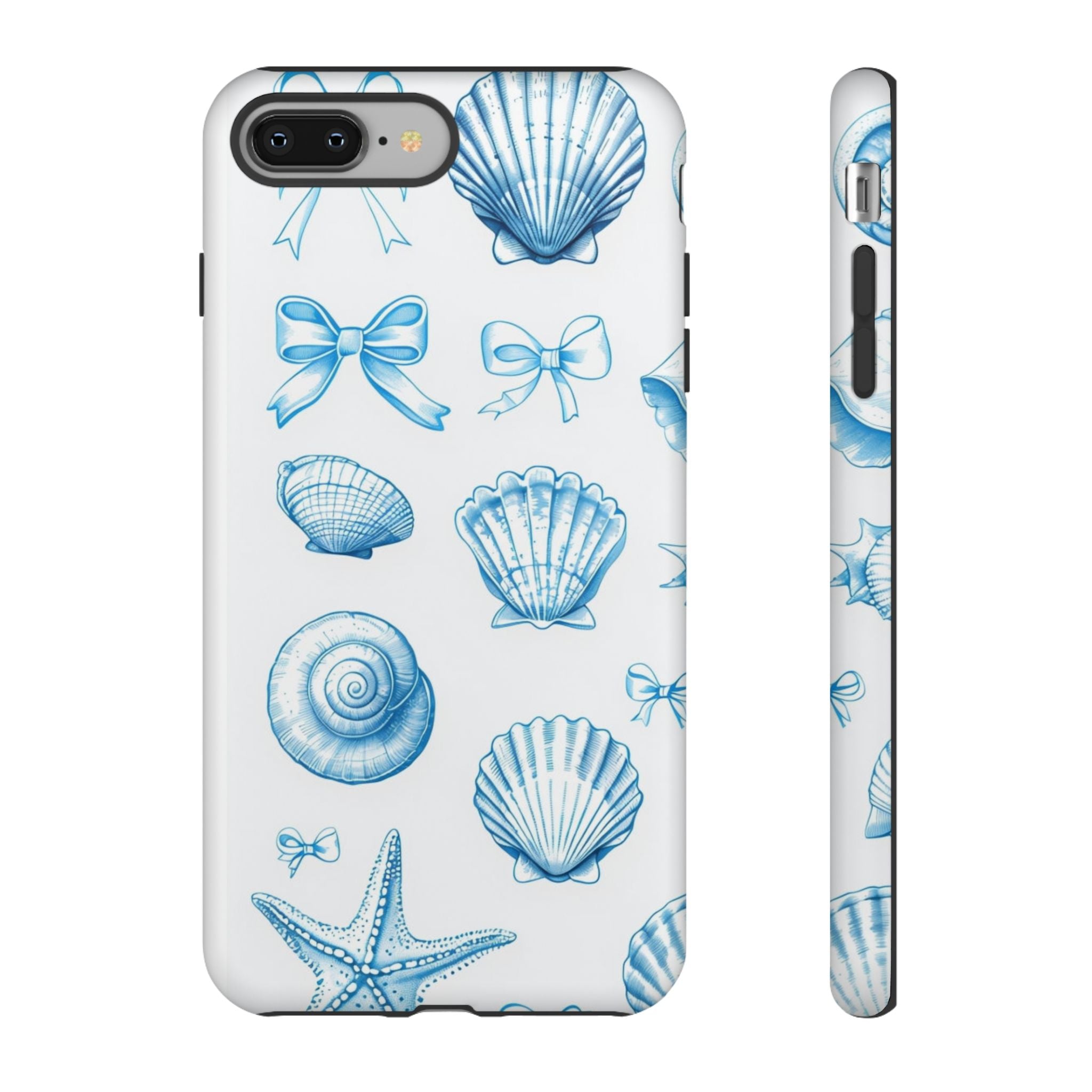 Seaside Shells Phone Case — Blue Nautical Shell & Starfish Pattern