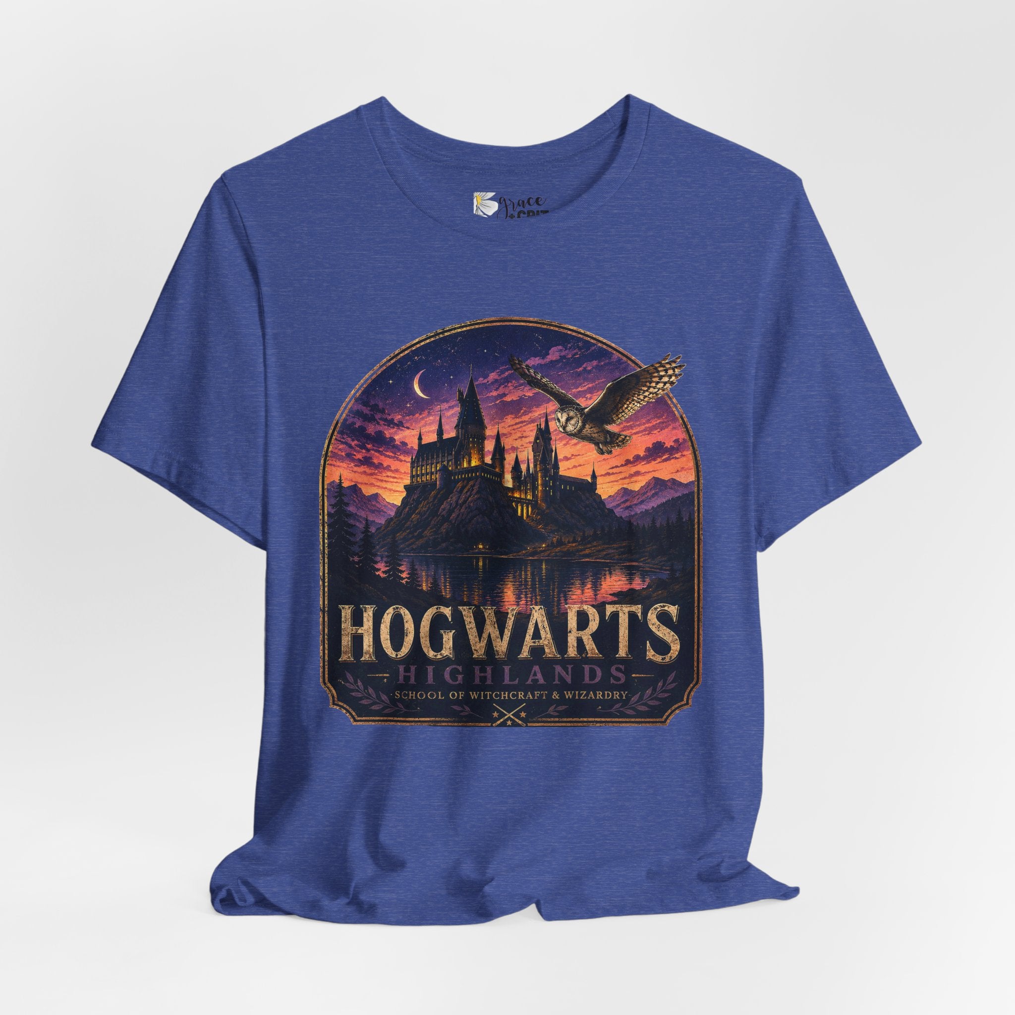Hogwarts Highlands Graphic Tee — Sunset Castle Illustration T‑Shirt