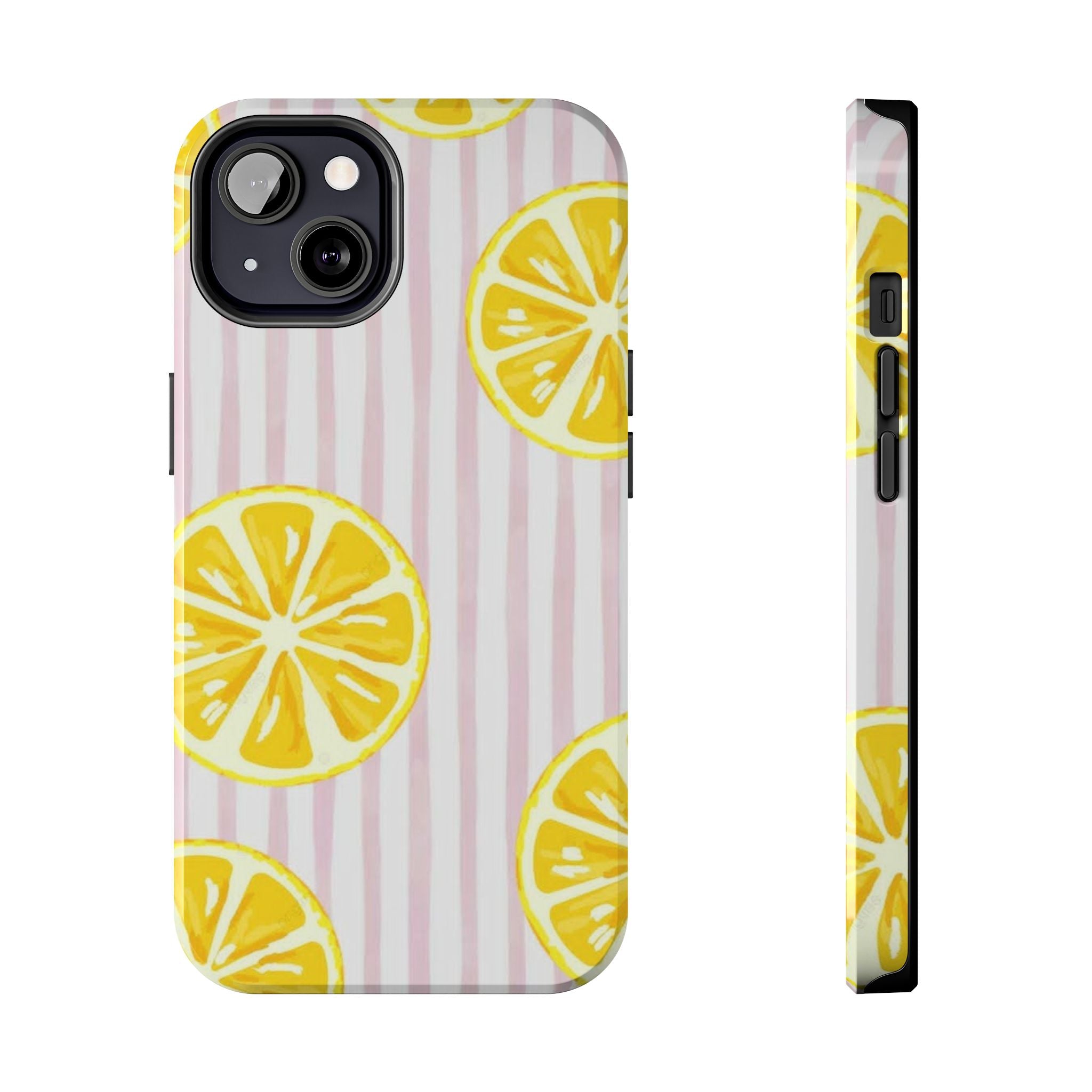 Lemon Slice Tough Phone Case — Pink Stripe Summer Protective Cover