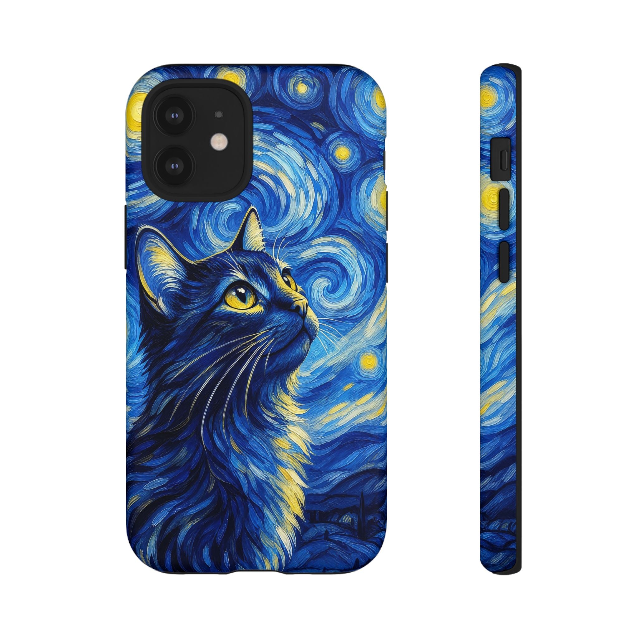Starry Night Cat Phone Case — Van GoghStyle Blue Galaxy iPhone Cover