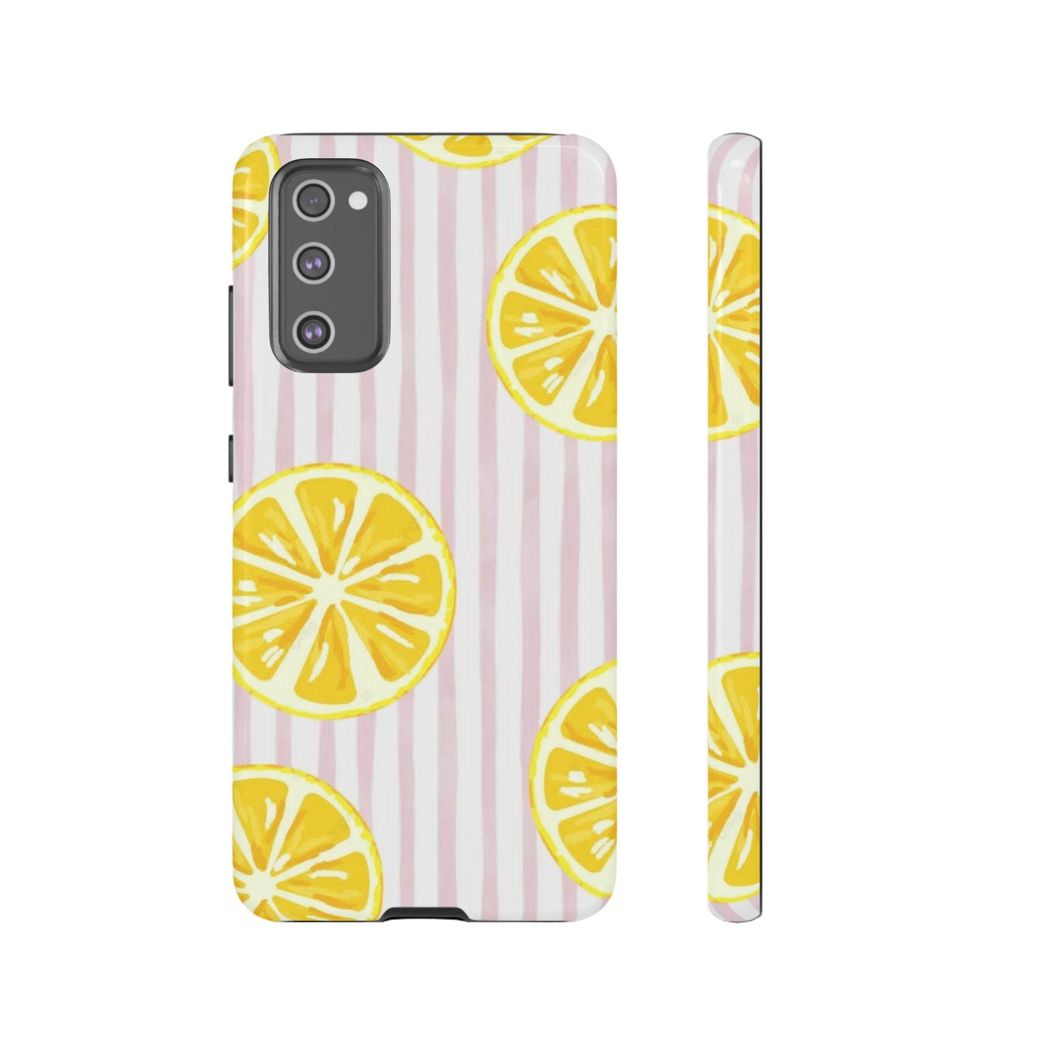Lemon Slices Tough Case — Cute Pink Stripe Phone Cover