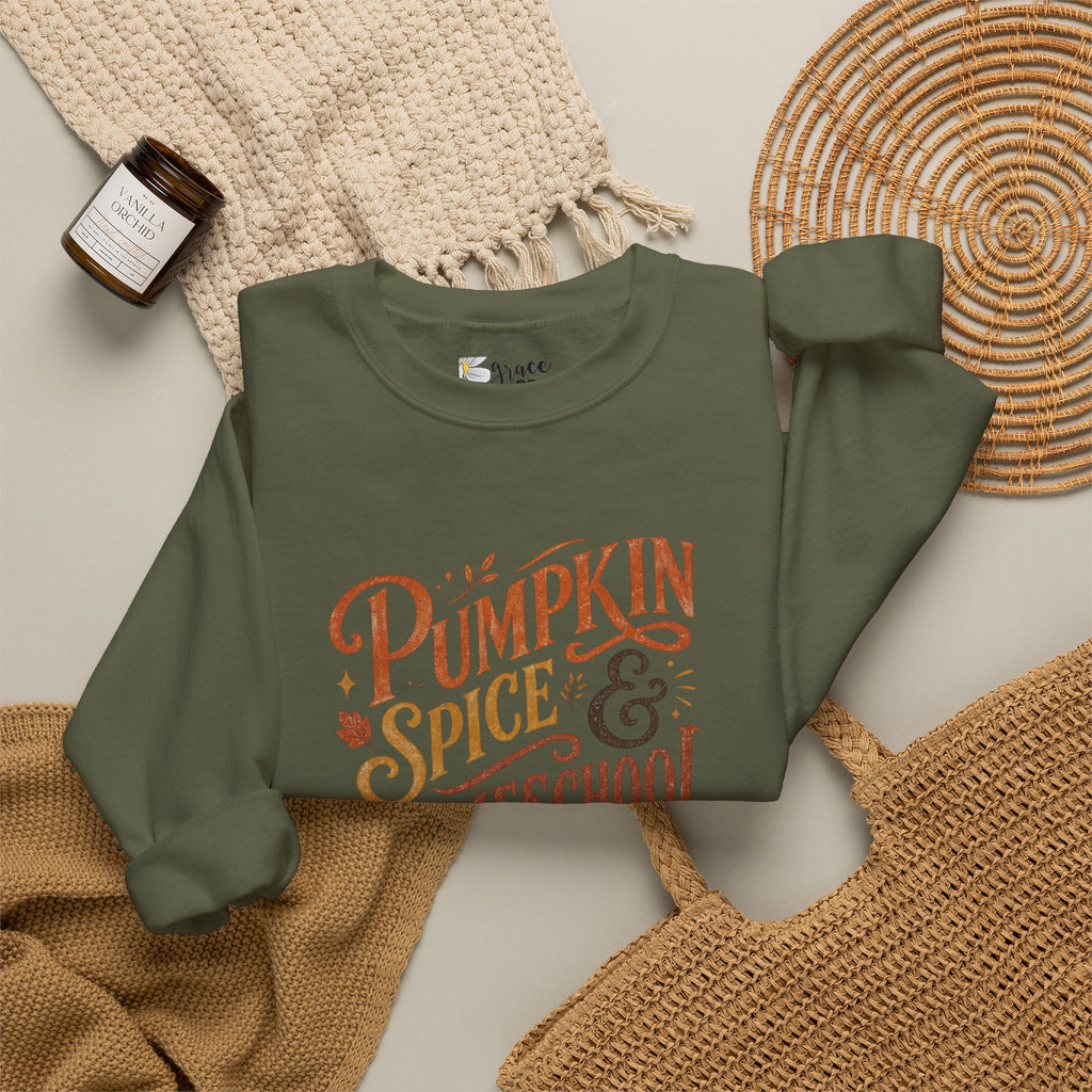 Pumpkin Spice Homeschool Life Sweatshirt – Fall Cozy Crewneck for Homeschool Moms & Teachers