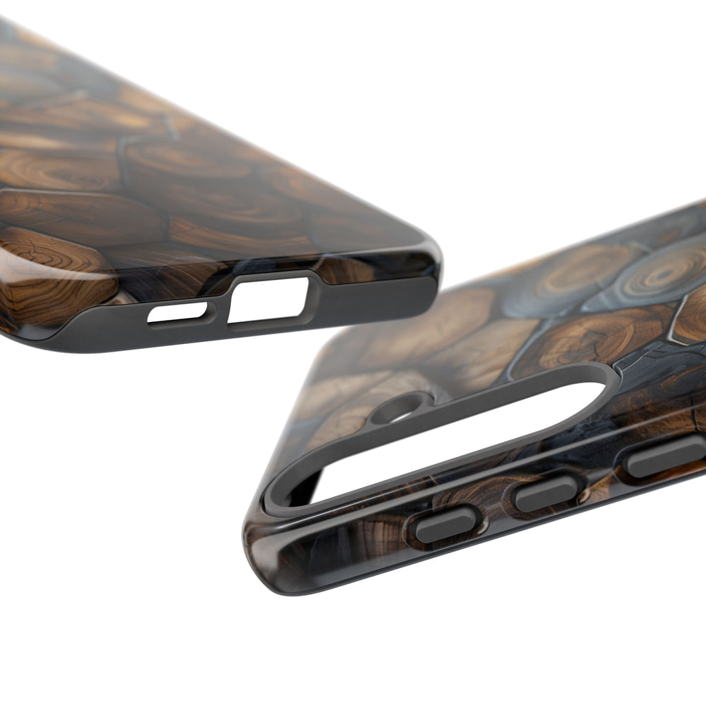 Wood Grain Hex Phone Case — Rustic Geometric iPhone Protection
