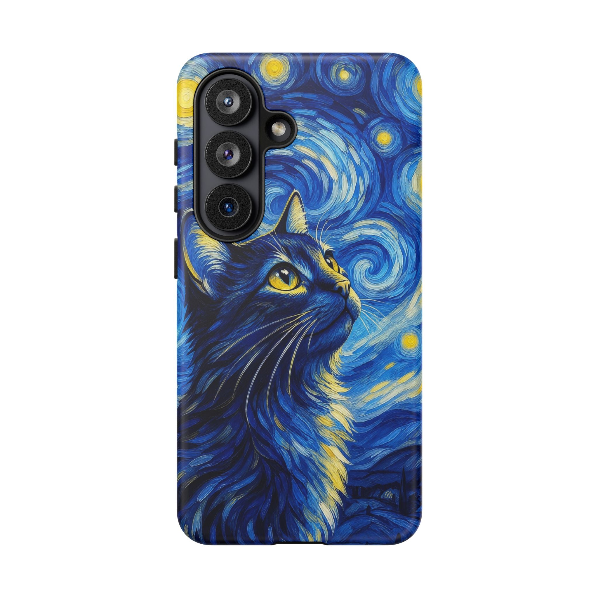 Starry Night Cat Phone Case — Van GoghStyle Blue Galaxy iPhone Cover