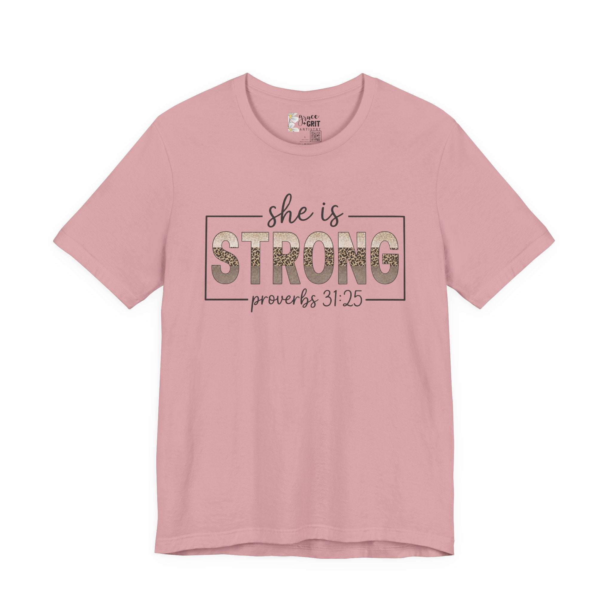 She Is Strong Floral Tee — Inspirational Women's Strength T-Shirt