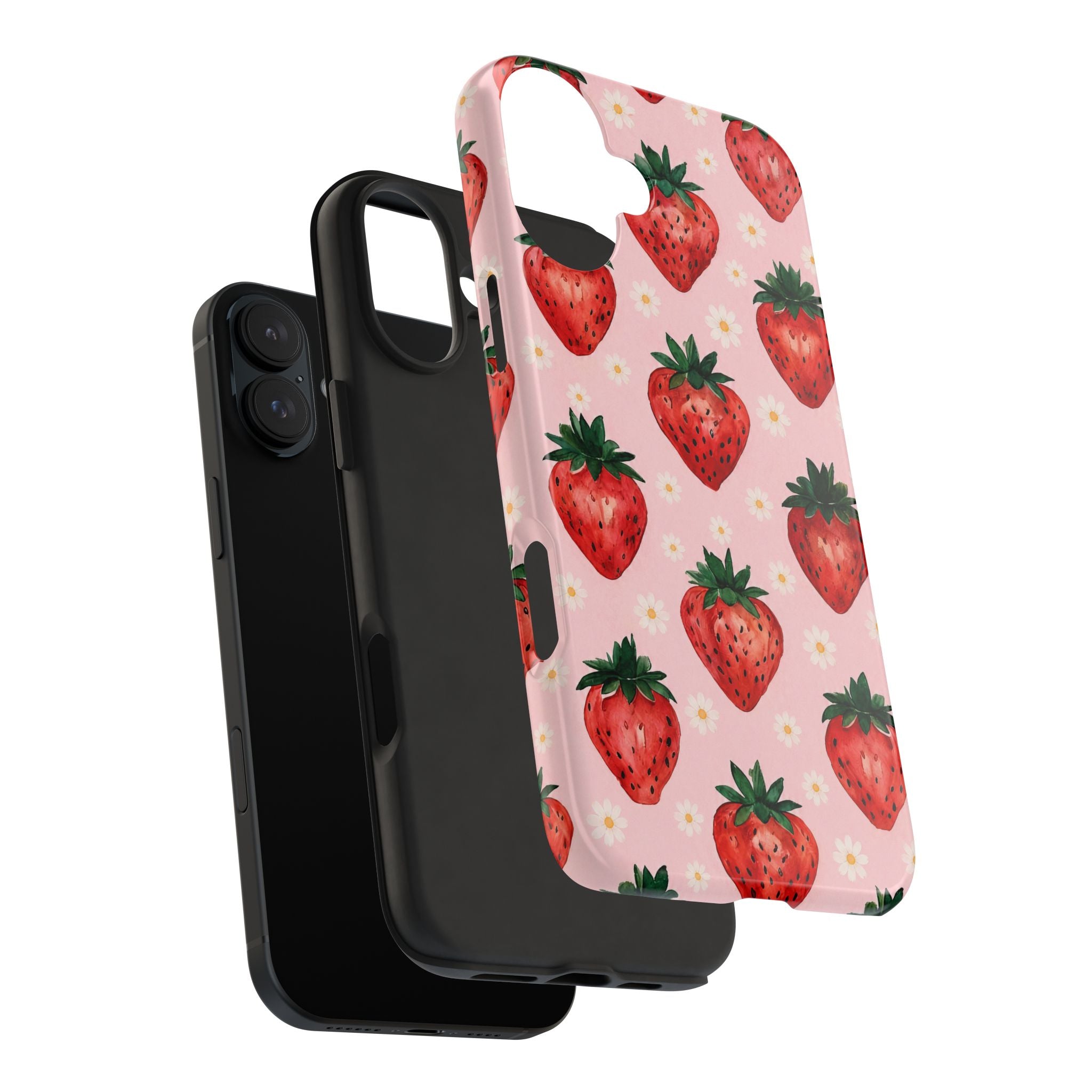 Strawberry Pattern Tough Phone Case — Cute Pink Fruit iPhone/Android Protection