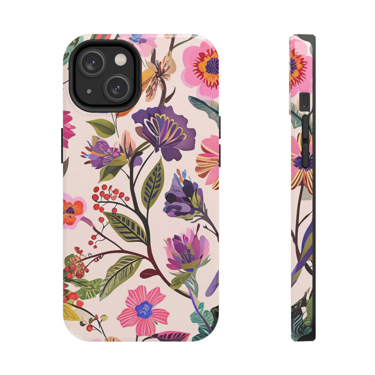 Floral Tough Phone Case – Colorful Botanical Flower Design