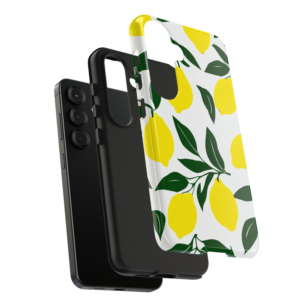 Lemon Pattern Tough Phone Case — Bright Citrus Protective Phone Cover