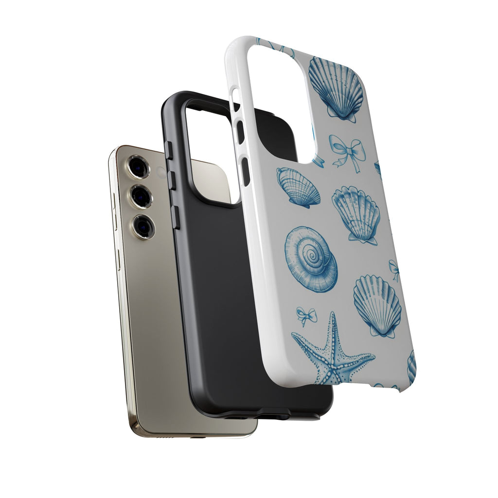 Seaside Shells Phone Case — Blue Nautical Shell & Starfish Pattern