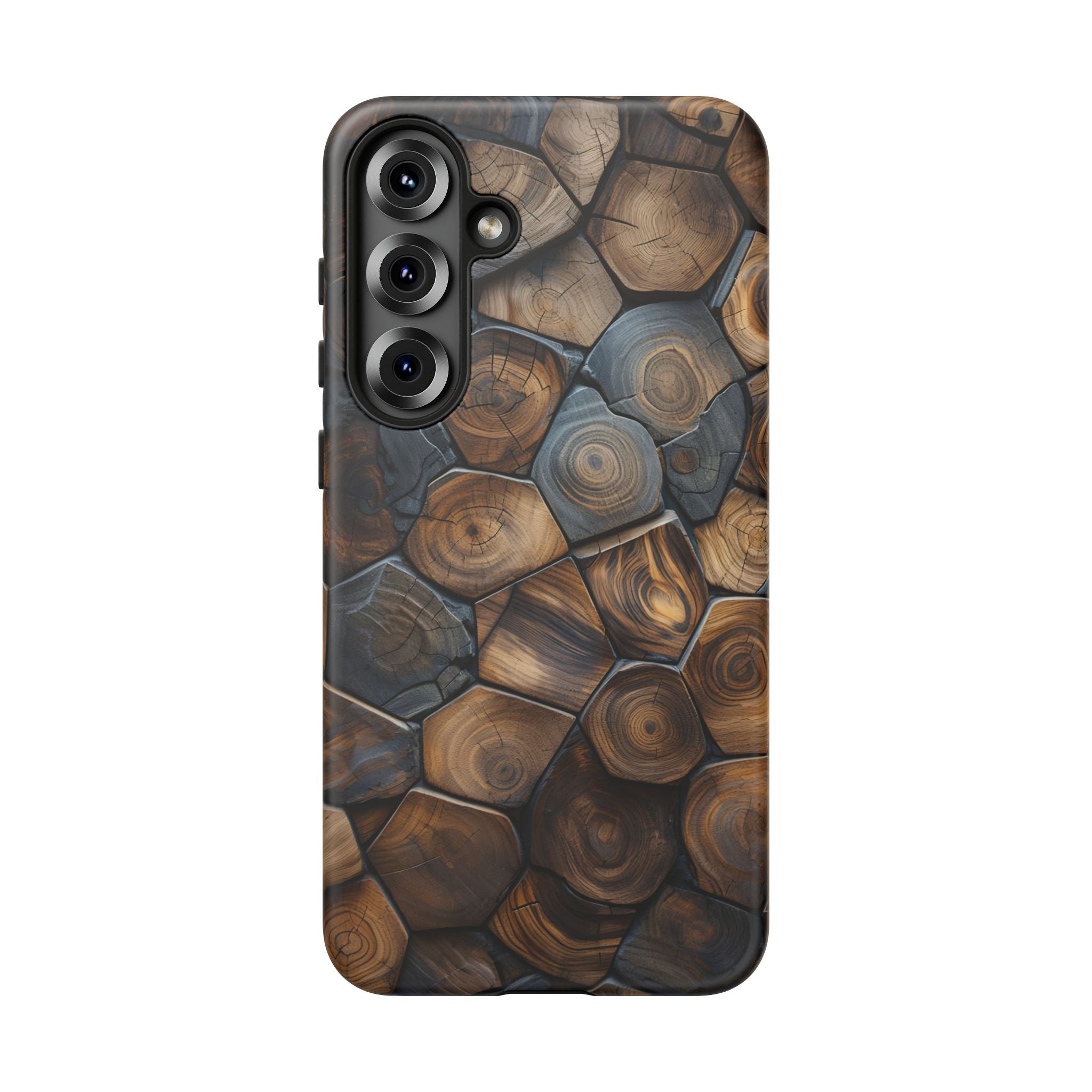 Wood Grain Hex Phone Case — Rustic Geometric iPhone Protection