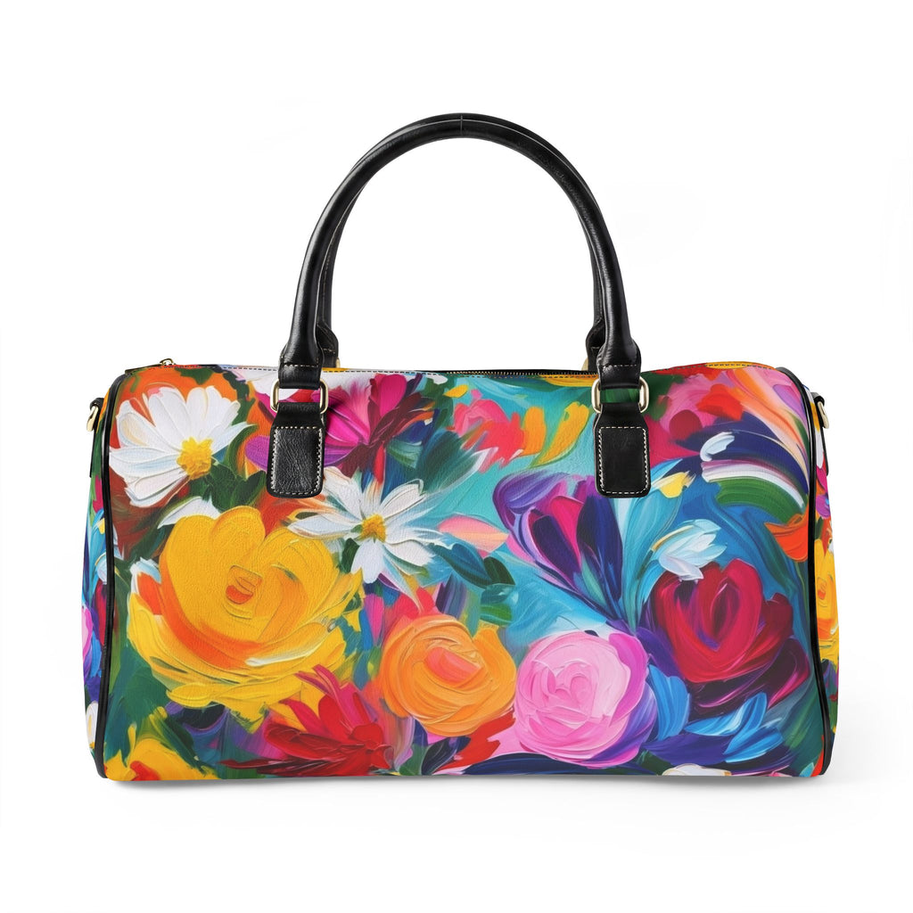Colorful Floral Faux Leather Travel Bag