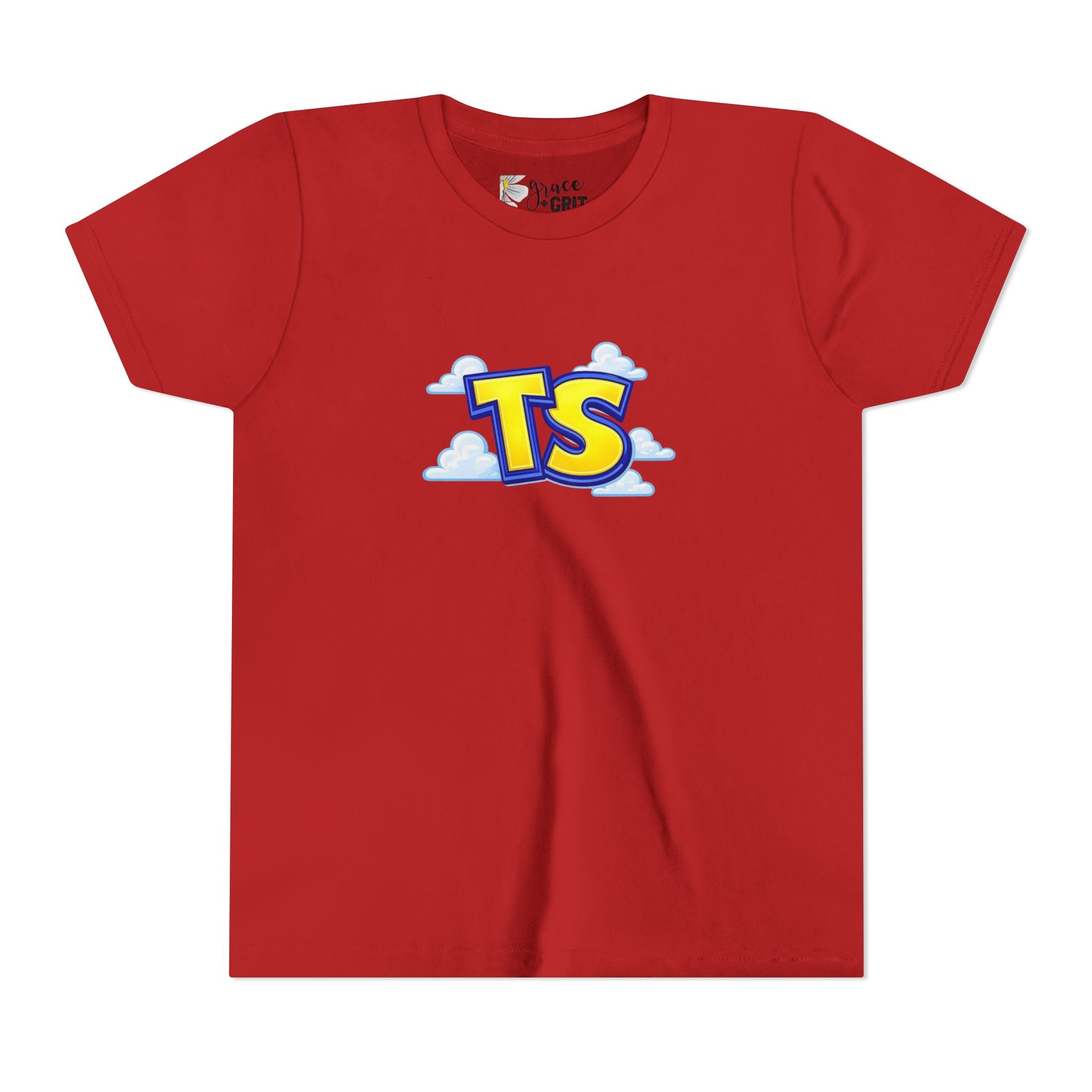 Youth Tee — Playful 'TS' Cloud Logo Kids T-Shirt