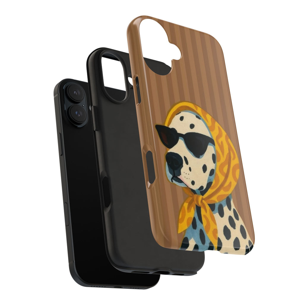 Dalmatian in Scarf Tough Phone Case — Retro Dog Print Protective Cover