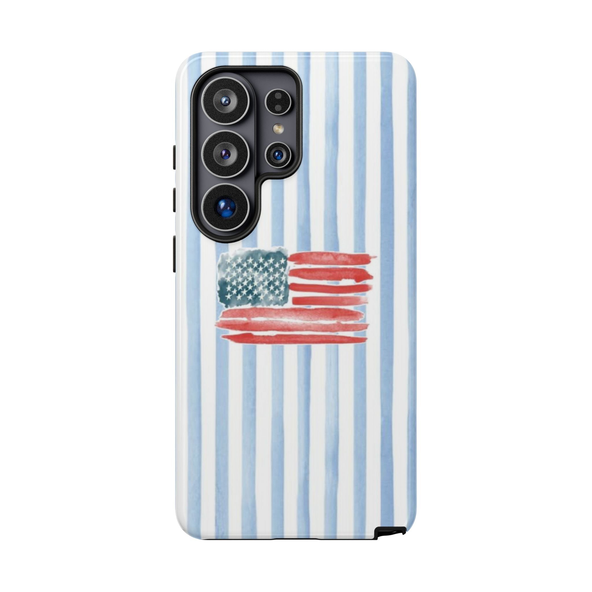 American Flag Watercolor Phone Case - Blue Stripe Tough Case