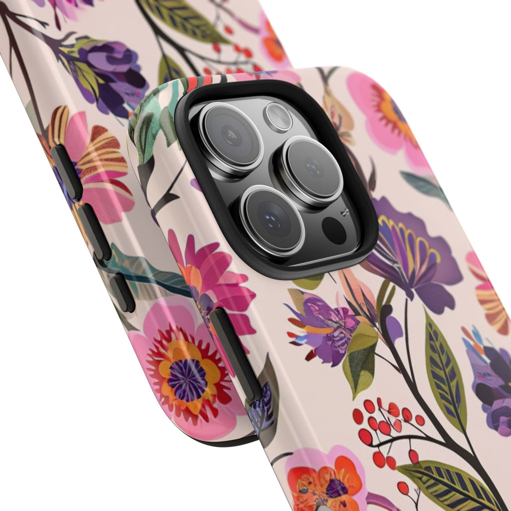 Floral Tough Phone Case – Colorful Botanical Flower Design