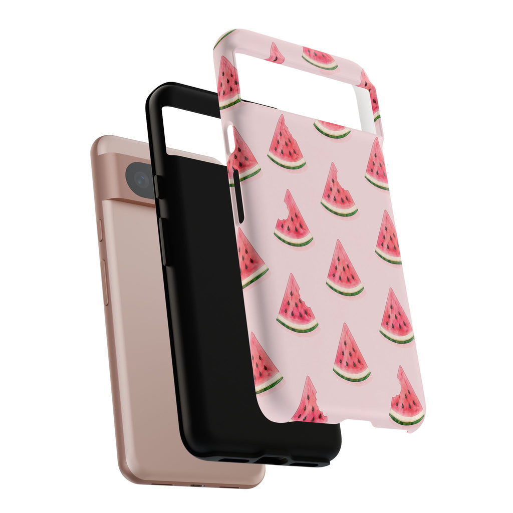 Watermelon Pattern Tough Phone Case — Pink Fruit Slice Protective Case