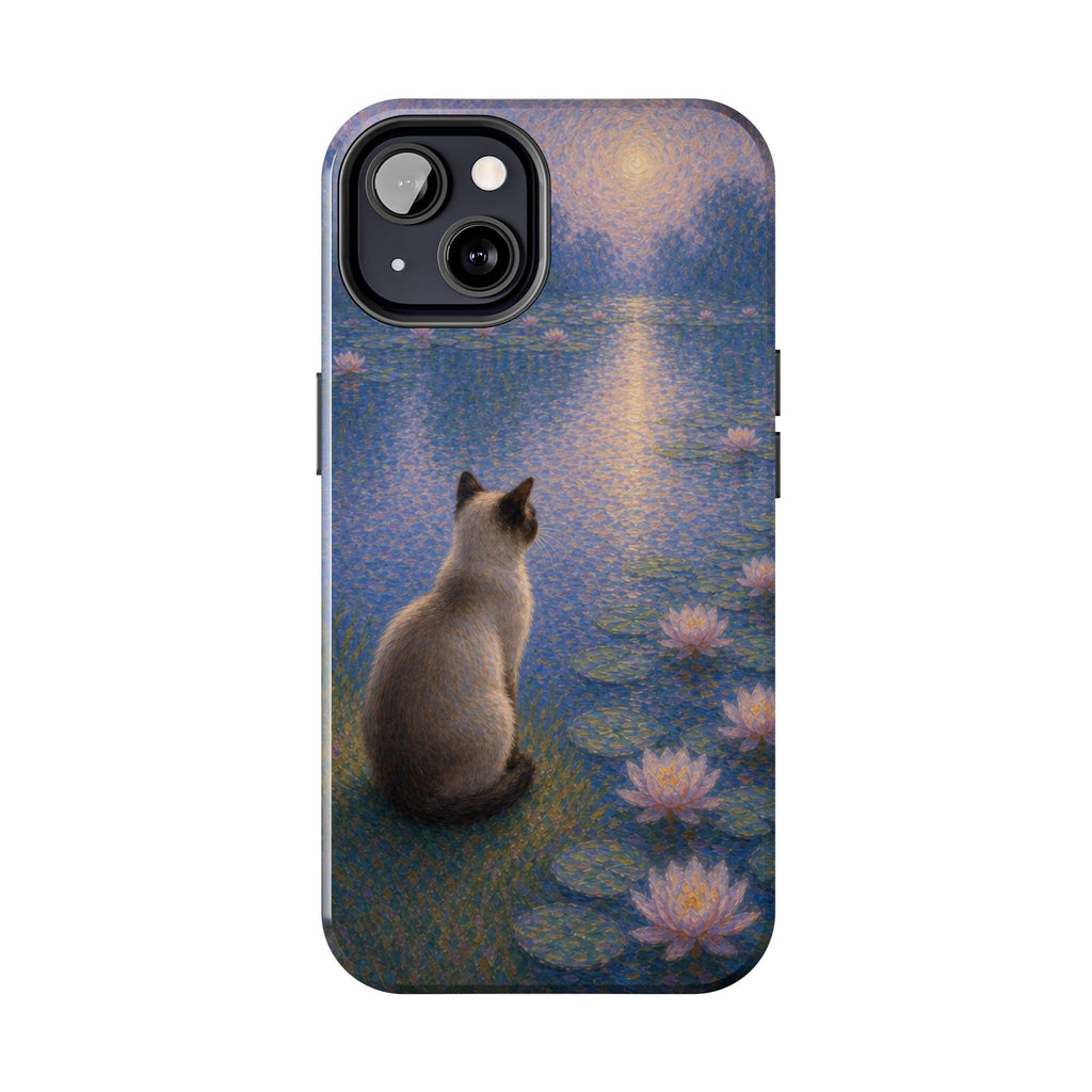 Siamese Cat by Moonlight Tough Phone Case – Waterlily Dream Protective Cover