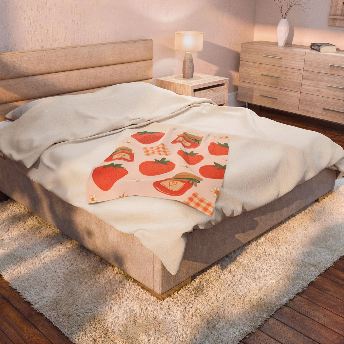 Strawberry Jam Velveteen Plush Blanket