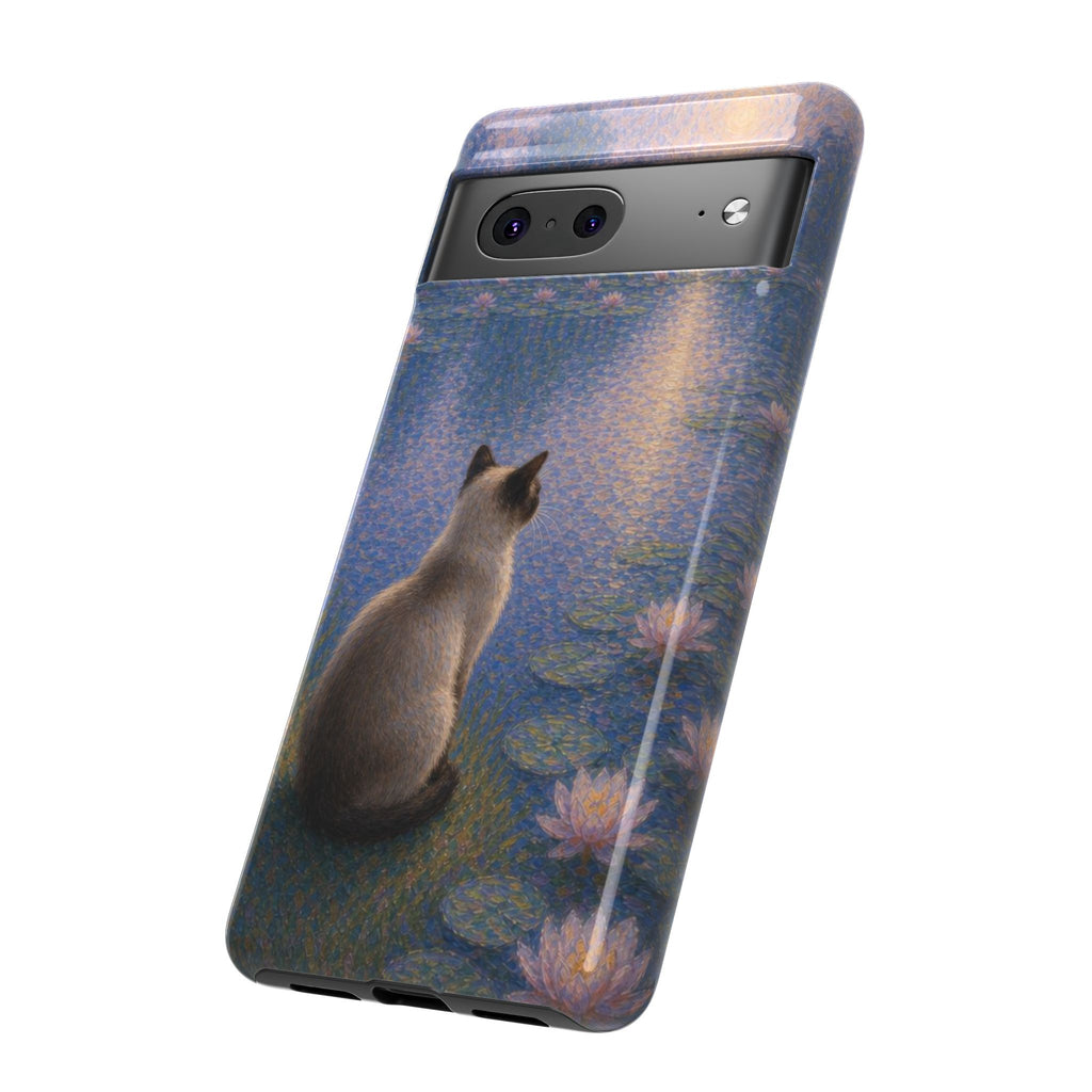 Cat Moonlight Phone Case — Serene Siamese by Lily Pond