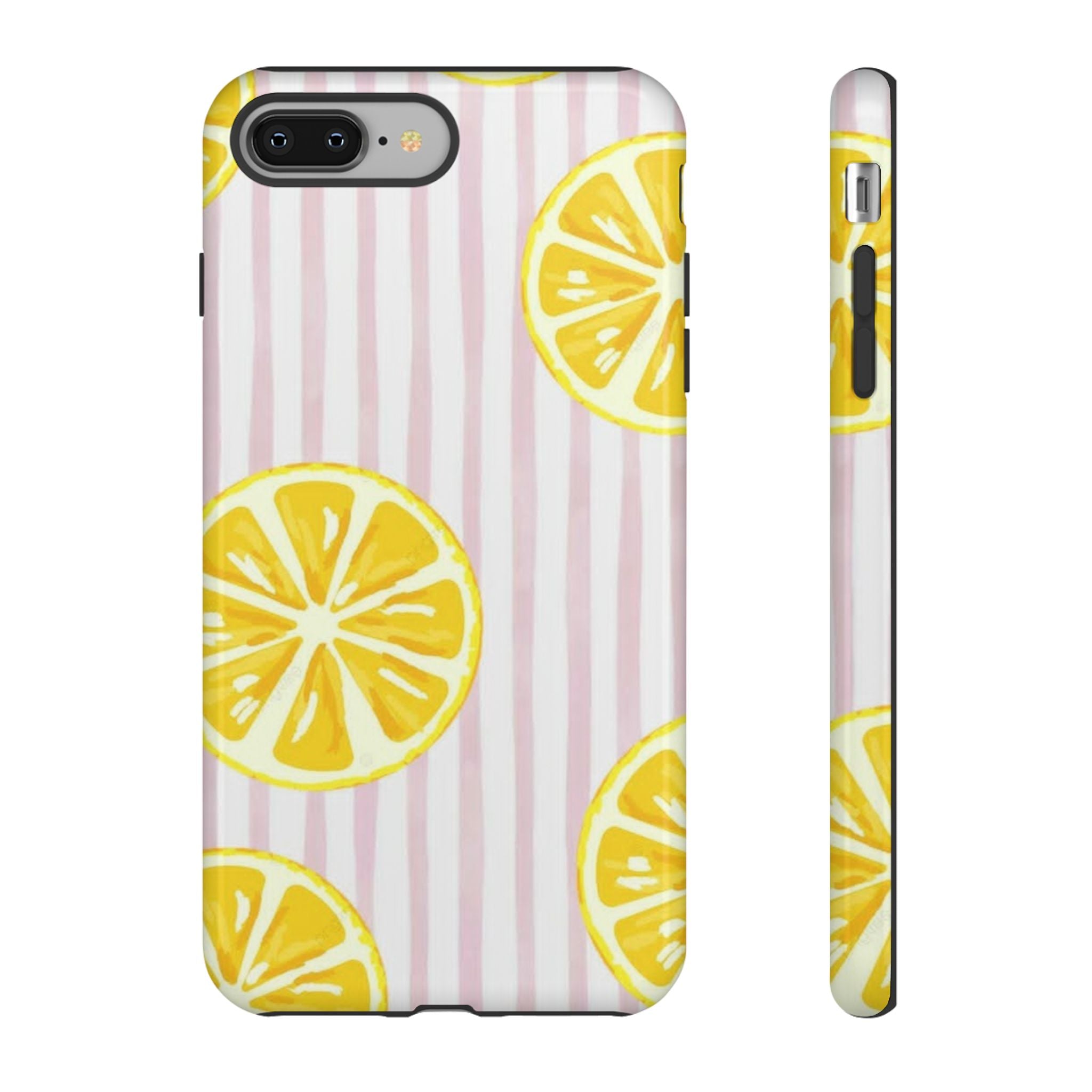 Lemon Slices Tough Case — Cute Pink Stripe Phone Cover