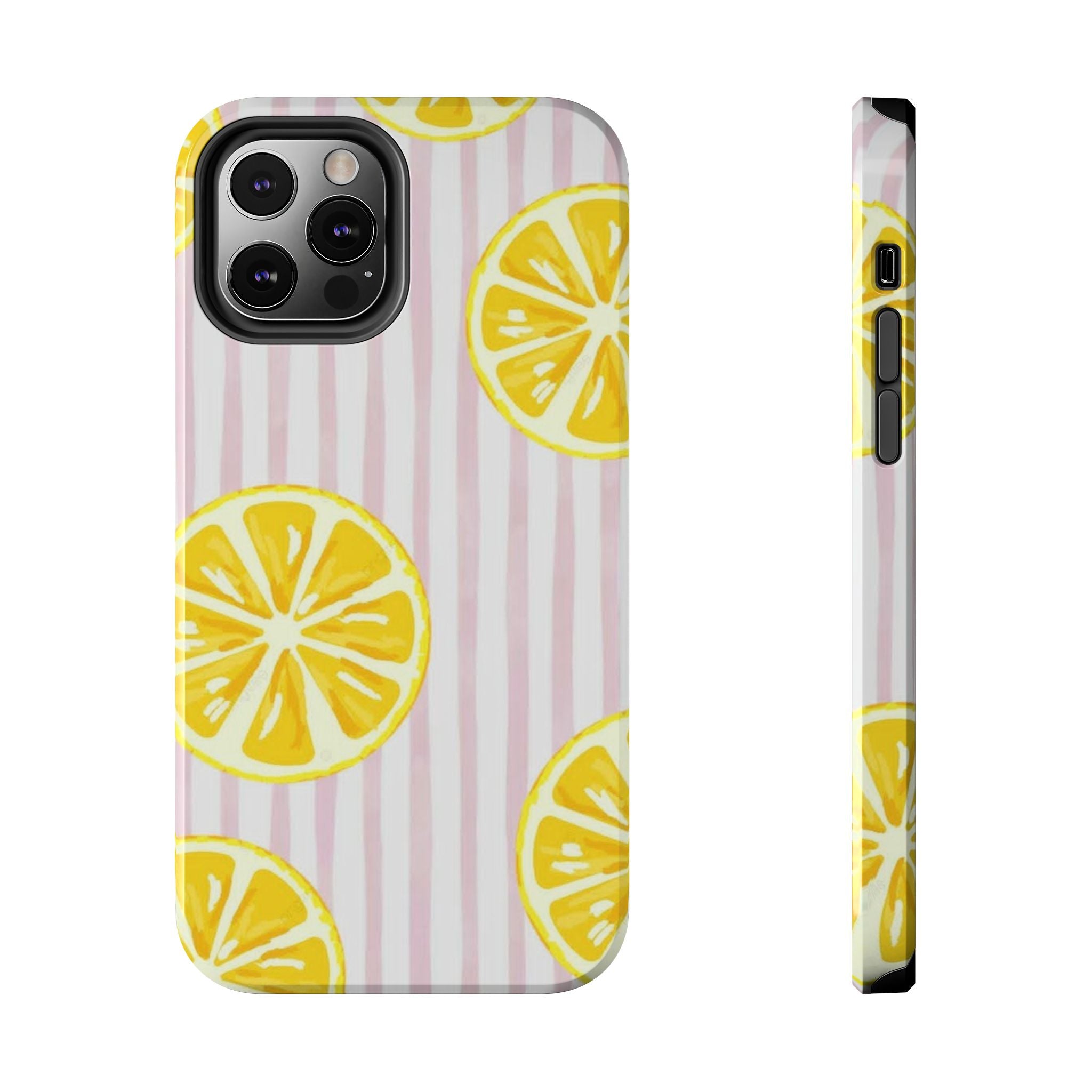 Lemon Slice Tough Phone Case — Pink Stripe Summer Protective Cover